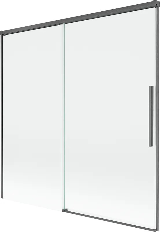 Mexen Rox, 2-krídlová posuvná vaňová zástena 160 x 150 cm, 8mm číre sklo, brúsený grafit profil, 8C9-160-001-66-00