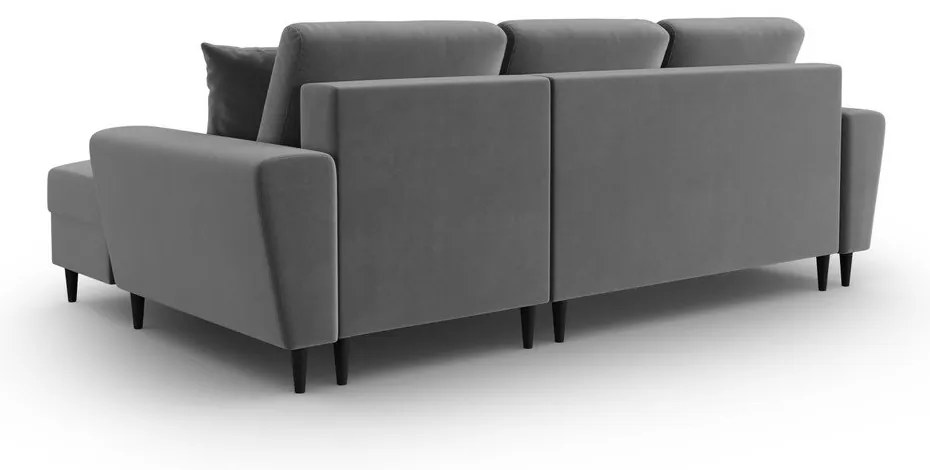 Svetlosivá zamatová rozkladacia/s úložným priestorom rohová pohovka (pravý roh/s leňoškou) Kyoto – Cosmopolitan Design