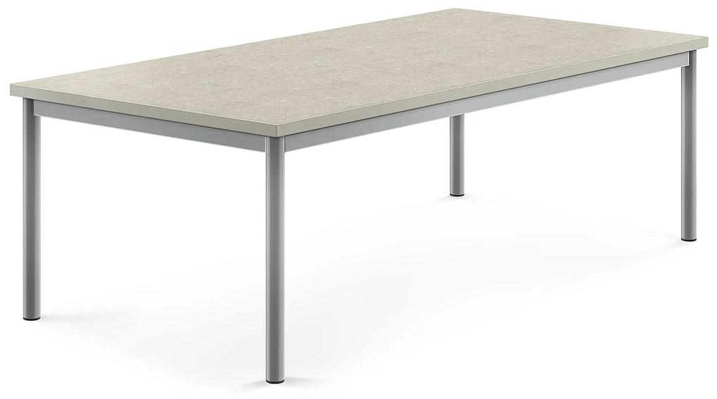 Stôl SONITUS, 1600x800x500 mm, linoleum - šedá, strieborná