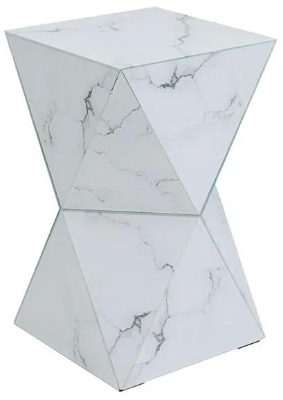 Triangle príručný stolík biely mramor