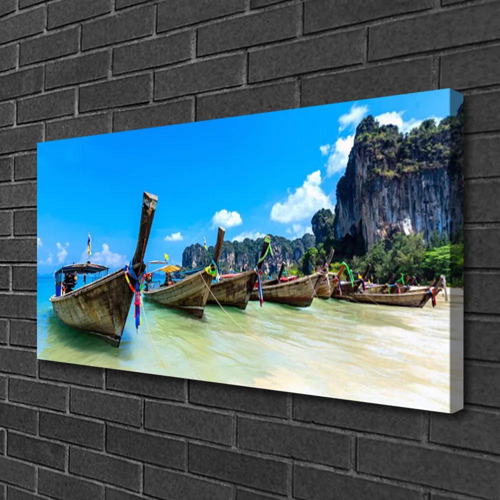 Obraz na plátne Loďka more pláž krajina 120x60 cm