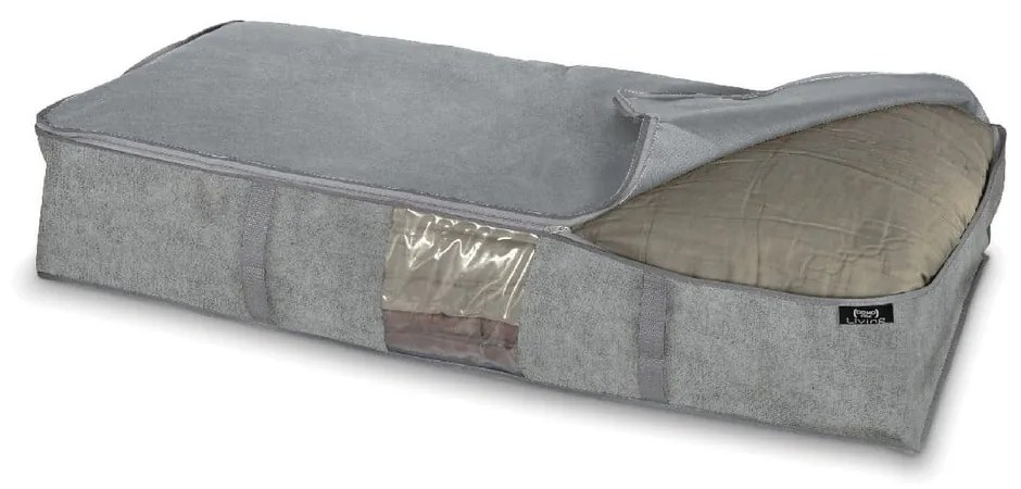 Sivý úložný box pod postel Domopak Stone, 95 x 45 cm