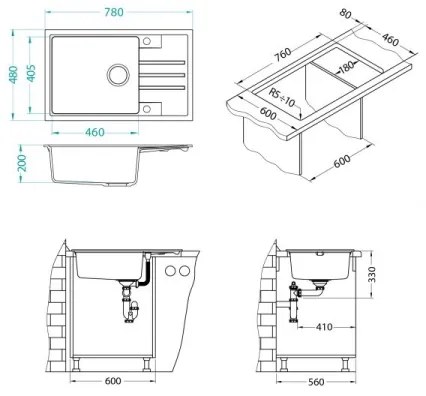 ALVEUS 1149117 - Kuchynský drez INTERMEZZO 78x48 cm granit/čierna