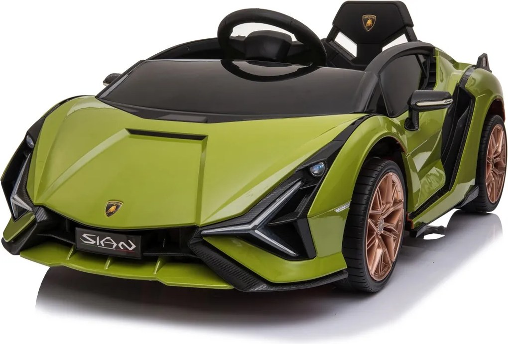 Ramiz Lamborghini SIAN batéria pre deti Zelená + diaľkové ovládanie + EVA + pomalý štart + LED Audio