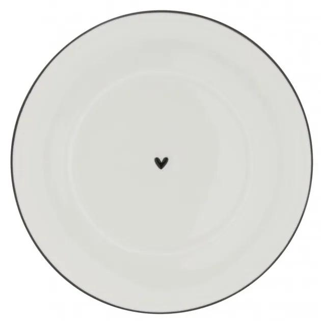Plate Cup 15cm White/Heart in Black