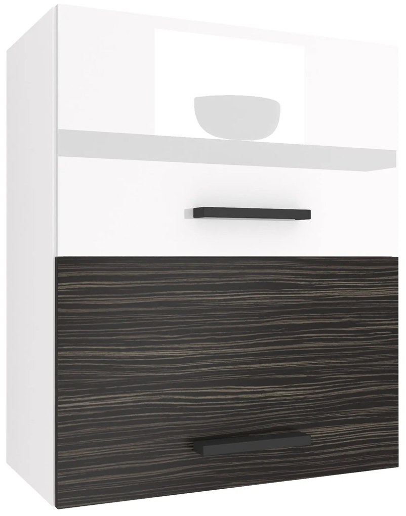 Kuchynská skrinka Belini horná 60 cm biely lesk / eben kráľovský INF SGP2-60/1/WT/WHK/0/B1