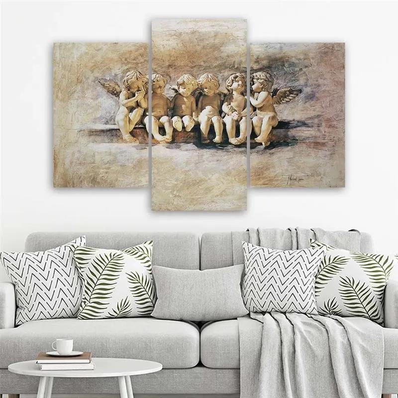 Gario Obraz na plátne 6 anjelov - 3 dielny Rozmery: 60 x 40 cm