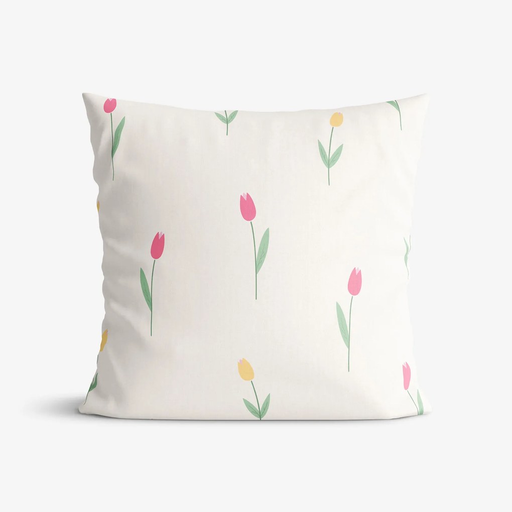 Goldea bavlnená obliečka na vankúš - tulipány 50 x 50 cm