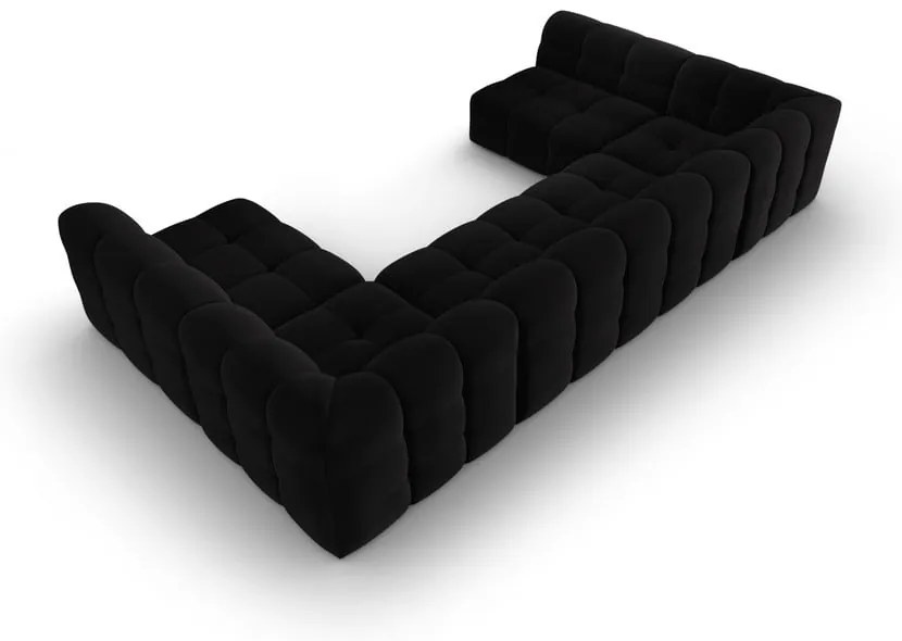 Čierna zamatová rohová pohovka (do "U") Kendal - Micadoni Home