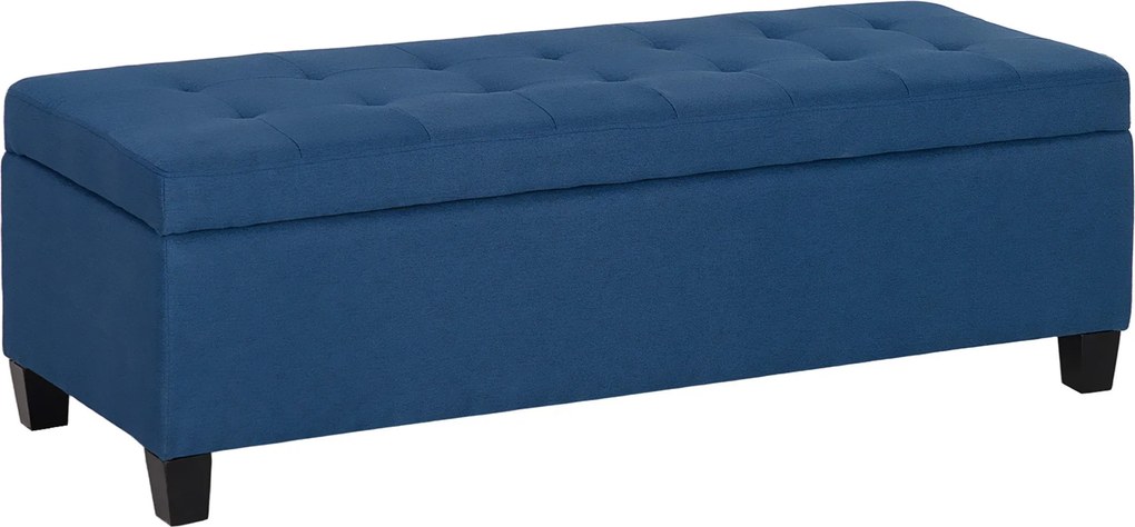 HOMCOM Zateplená úložná lavica s prelomeným vrchom čalúnená plátnom pre obývačku, predsieň, spálňu, nosnosť 120 kg, 125x49x41.5 cm, modrá | Aosom