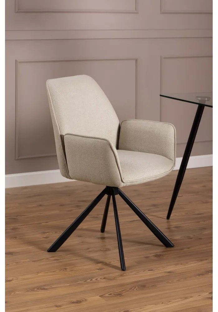 Béžové čalúnené jedálenské kreslá v súprave s podrúčkami 2 ks Glenda – Actona