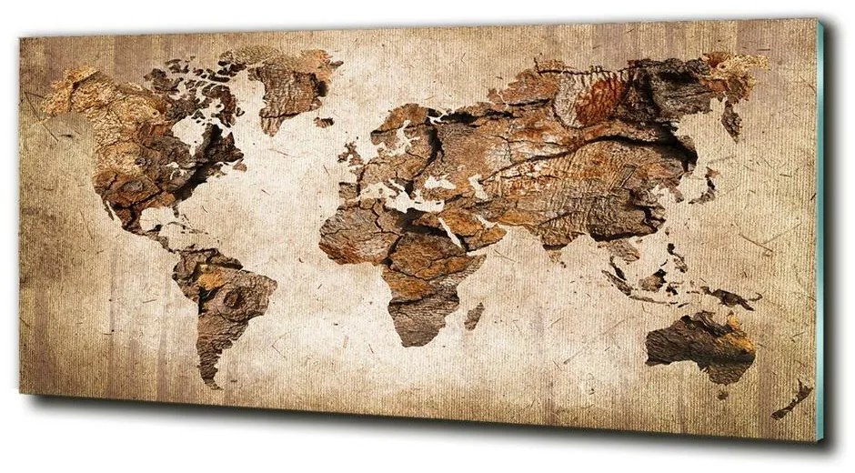 Foto obraz sklo tvrdené Mapa sveta drevo cz-obglass-125x50-54299109