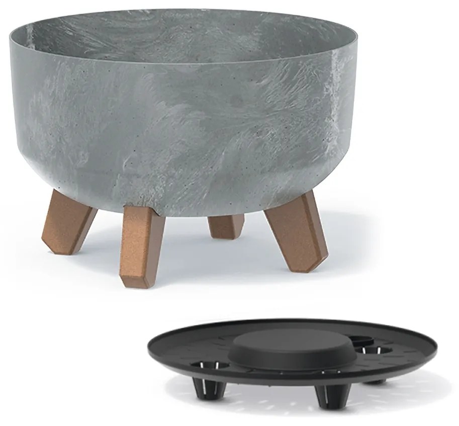 Plastový kvetináč na nožičkách DGRL240LE 23,5 cm - sivý betón