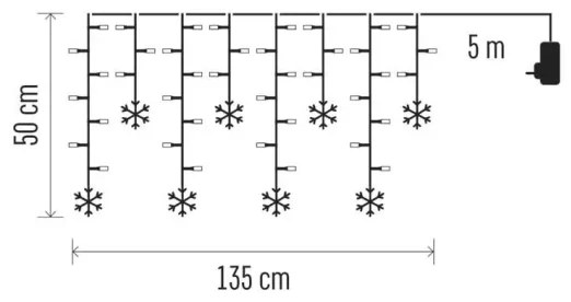 LED Vianočný záves 60xLED/1,35W 635x50 cm studená biela