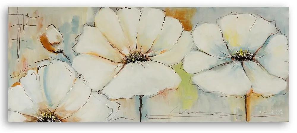 Obraz na plátně, Malování květin pastelem - 120x40 cm