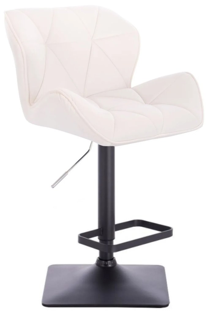 LuxuryForm DESIGN Barová stolička MILANO VELUR na čiernej hranatej podstave - biela
