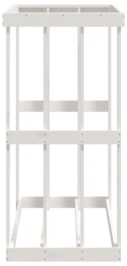 Vonkajší držiak na polená biely 108x52x106 cm masívna borovica