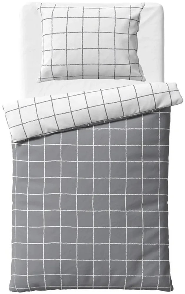 Flanelové posteľné obliečky Káro City - 70x90 cm + 140x200 cm