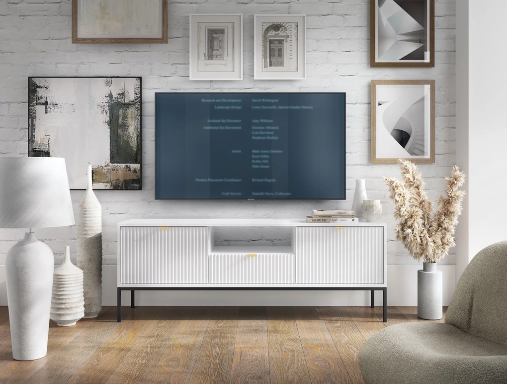 Televízny stolík Nova 154 cm biely/čierny