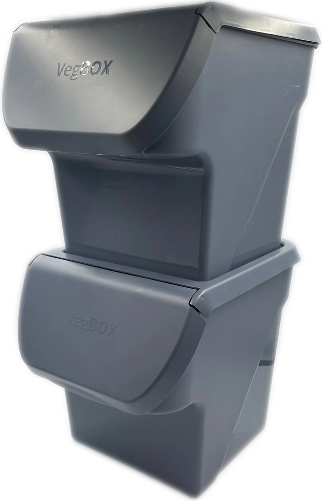 FLORENTYNA Úložný box na zemiaky a cibuľu s vetraním, VEGBOX antracit (14l - 10kg zemiakov)