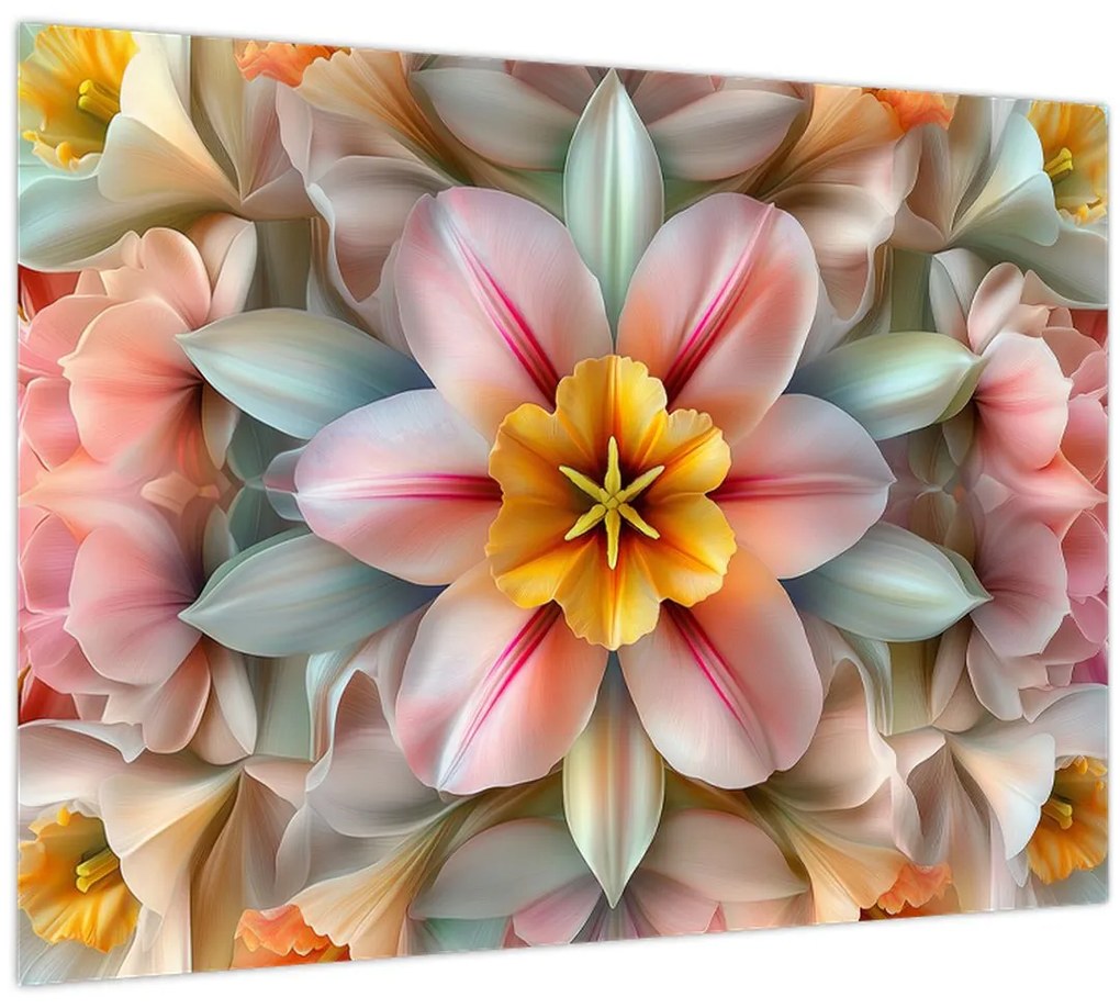 Sklenený obraz - Kaleidoskopický kvet (70x50 cm)