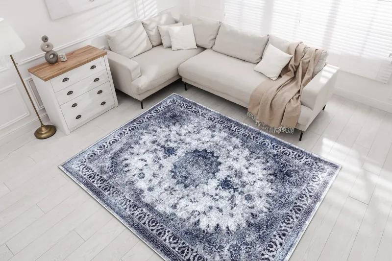 MIRO 51822.812 umývací koberec Rozeta, rám protišmykový - tmavomodrá Veľkosť: 160x220 cm