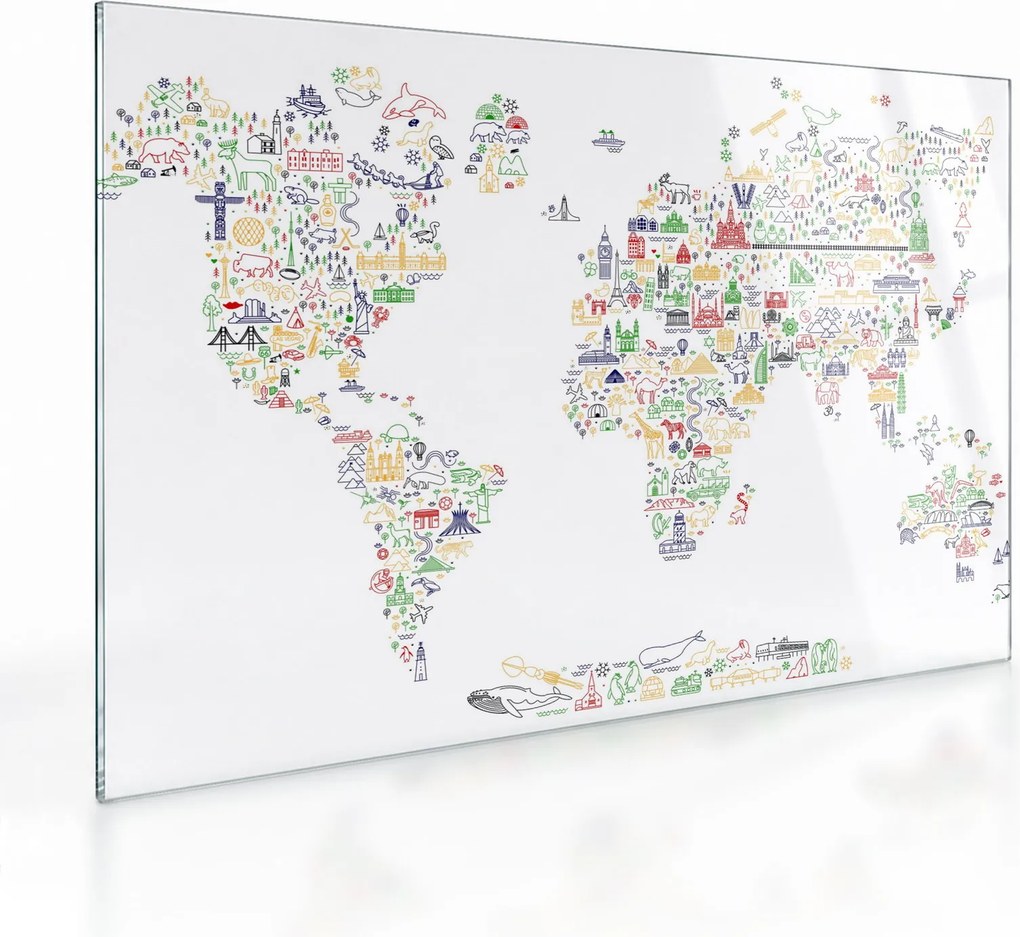 Sklenený obraz - Obrázková mapa (70x50 cm)