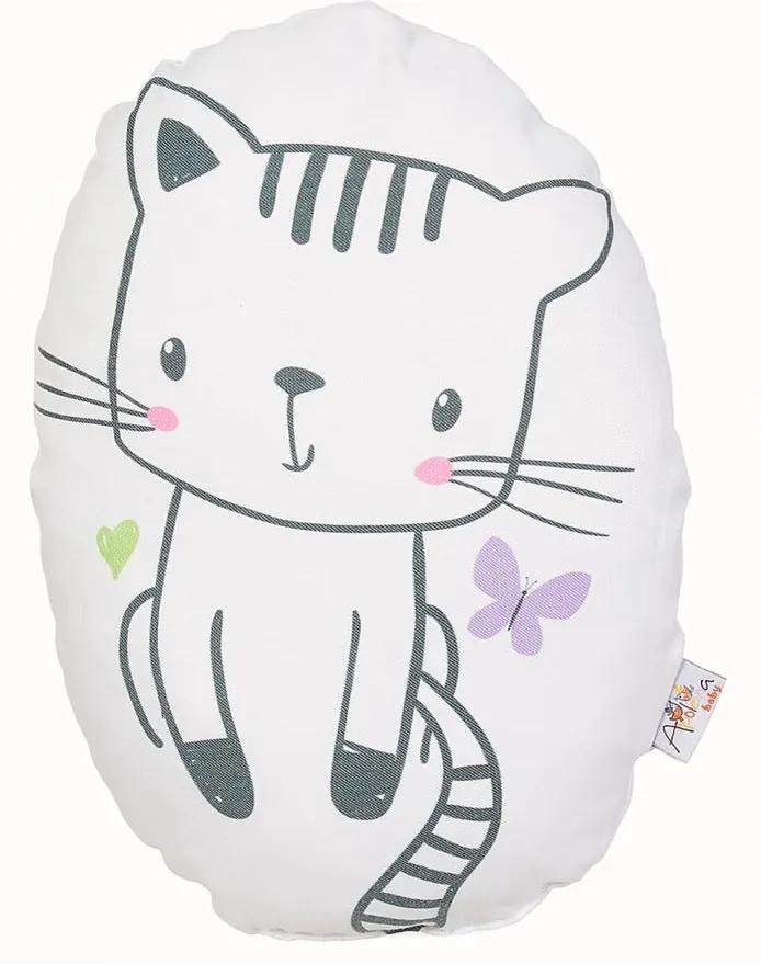 Detský vankúšik s prímesou bavlny Mike & Co. NEW YORK Pillow Toy Cute Cat, 30 x 22 cm