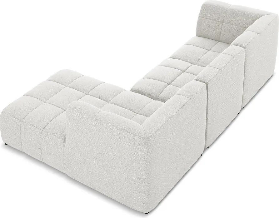 Biela rohová pohovka z textílie buklé (pravý roh/s leňoškou) Aloha – Makamii