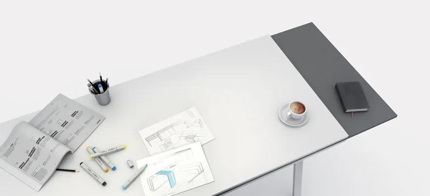 PLAN Kancelársky pracovný stôl LAYERS, výsuvná prostredná doska, 1700 mm, biela / grafit