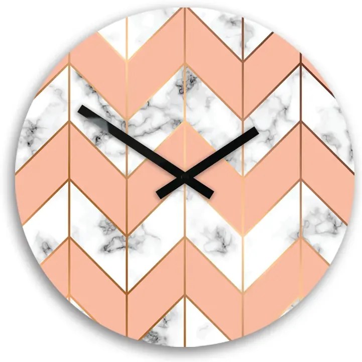 Nástenné hodiny Marble bielo-ružové