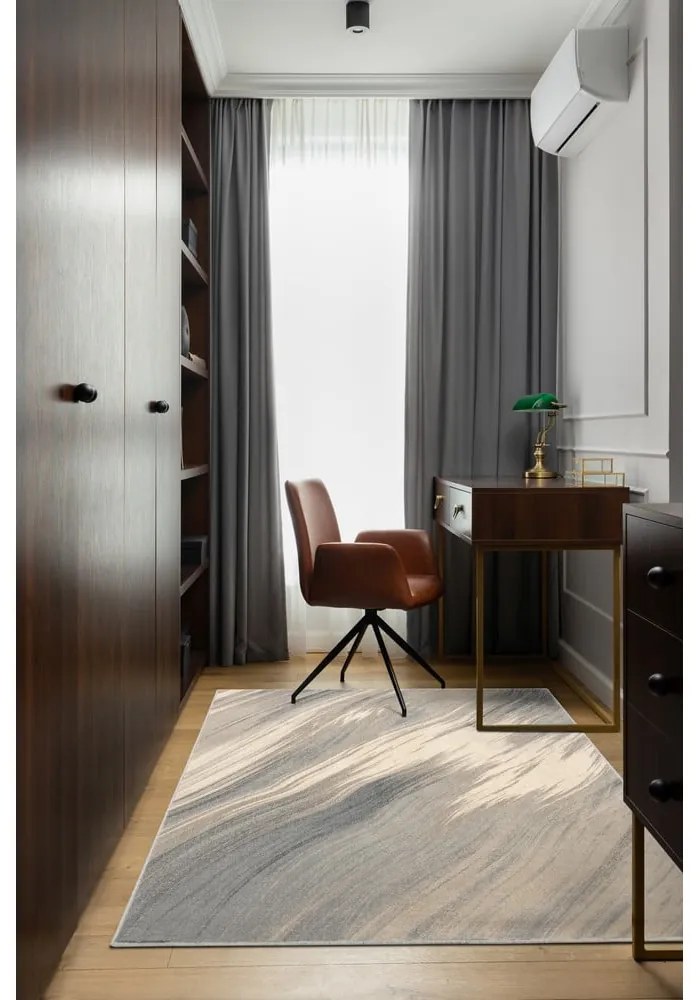 Krémovobiely vlnený koberec 133x180 cm Haze – Agnella