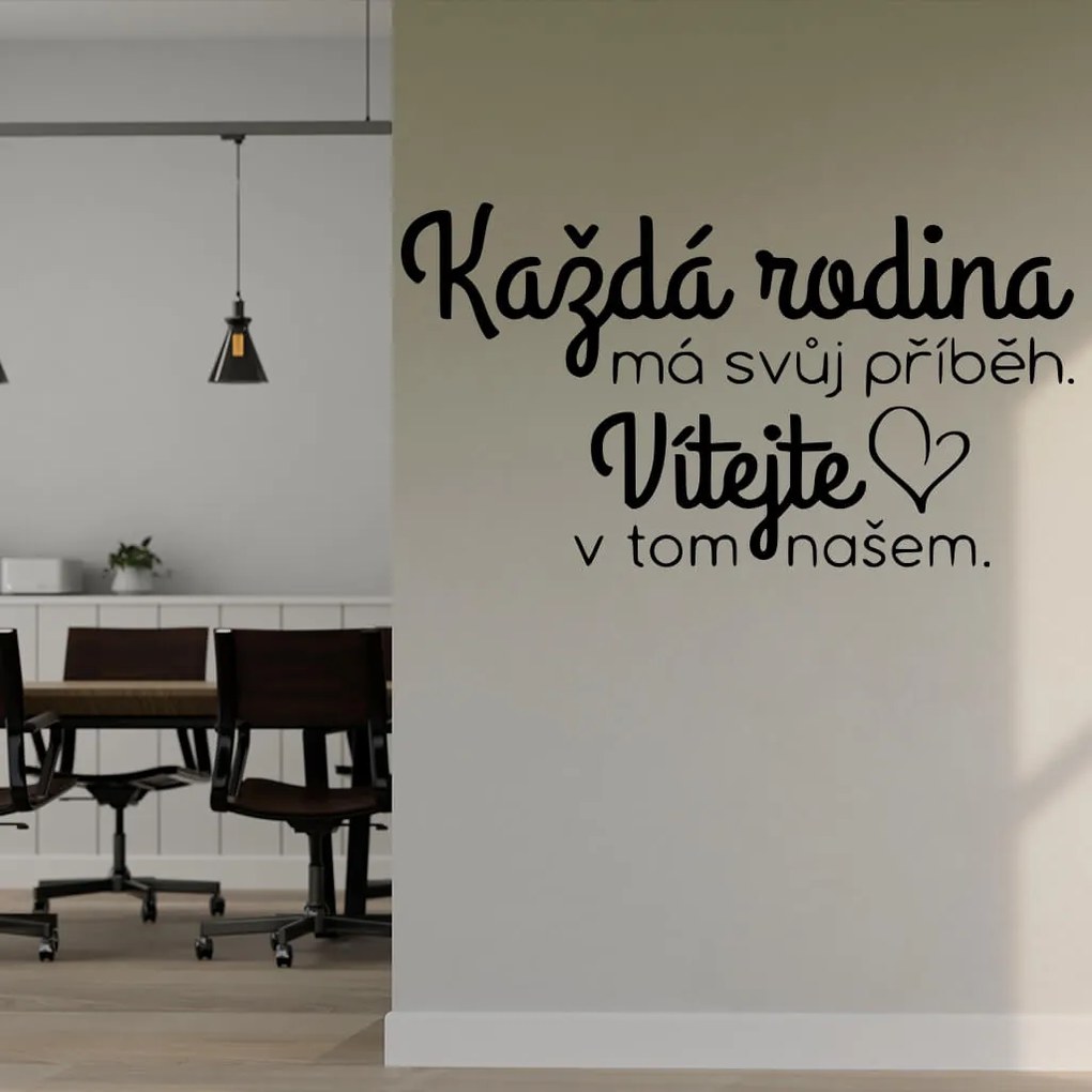 Veselá Stena Samolepka Každá rodina má svoj príbeh Farba: černá, Veľkosť: 80 x 45 cm