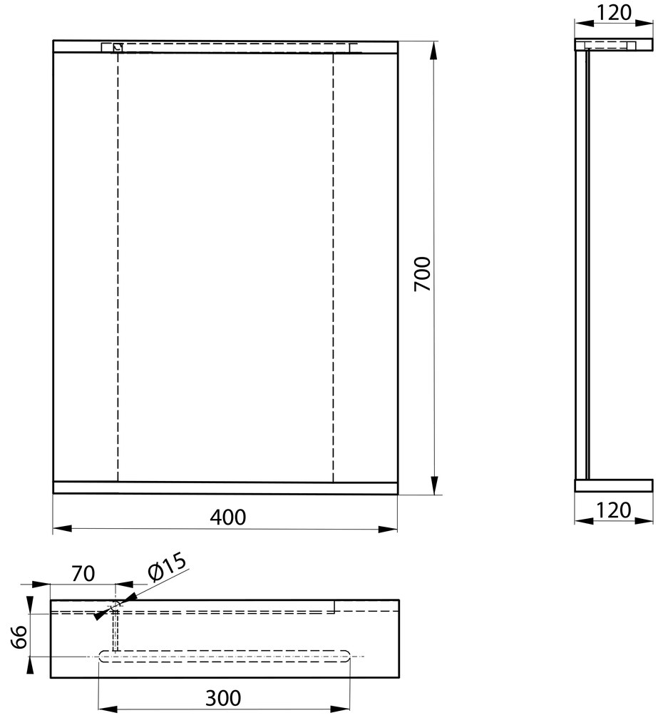 Aqualine Aqualine, KORIN zrkadlo s LED osvetlením 40x70x12cm, KO345S