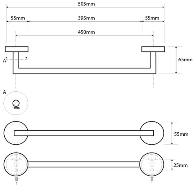 Sapho Sapho, X-STEEL držiak na uteráky 505mm, brúsená nerez, XS401