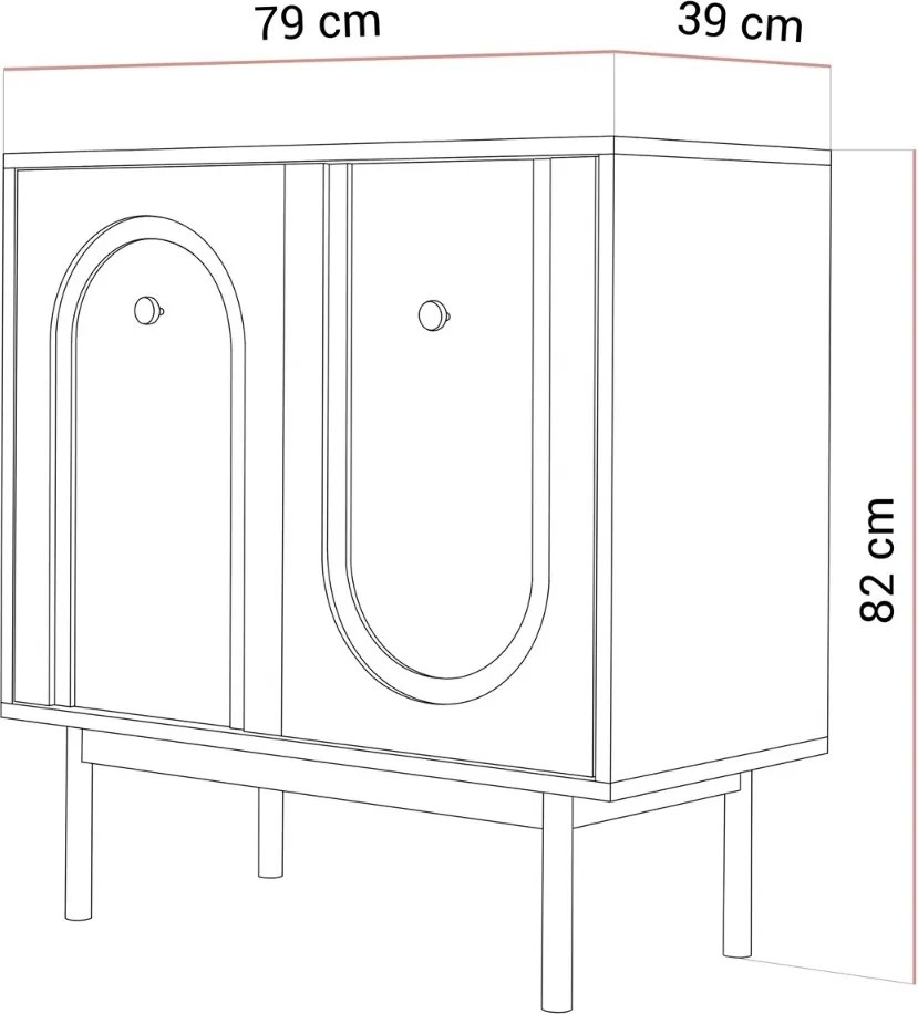 DVOJDVEROVÁ KOMODA THERESE ČIERNA 79 cm