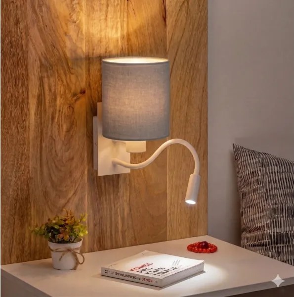 Brilagi -LED flexibilná nástenná lampa NUBILA 1xE27/25W/230V + LED/3W biela/svetlosivá