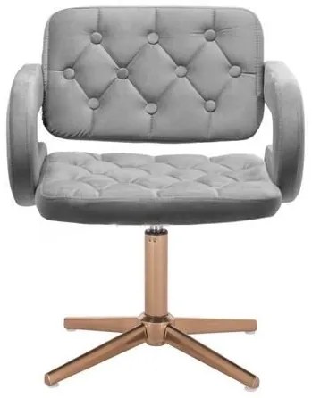 LuxuryForm DESIGN Kreslo ADRIA VELUR na zlatom kríži - šedé