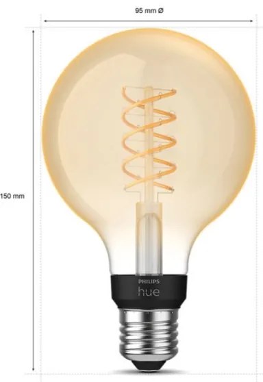LED Stmievateľná žiarovka Philips Hue WHITE FILAMENT G93 E27/7,2W/230V 2100K