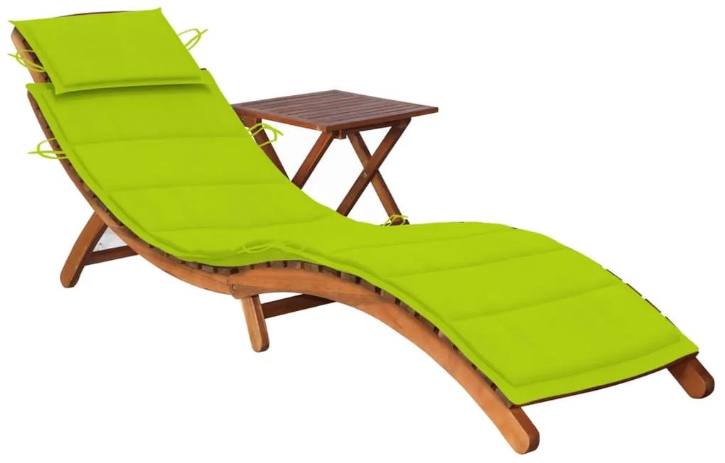 vidaXL Záhradné ležadlo so stolíkom a podložkou akáciový masív