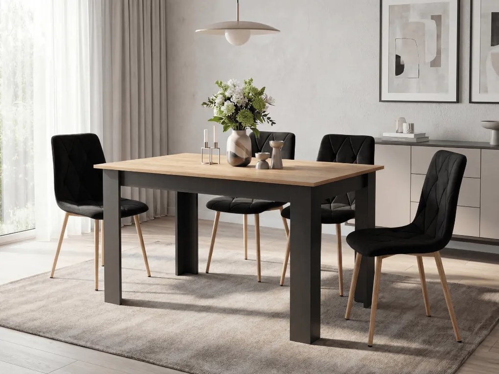 Čierna zamatová jedálenská stolička LIBRA