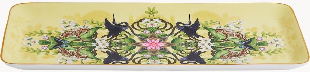 Obdĺžnikový podnos z jemného kostného porcelánu Wonderlust Waterlily