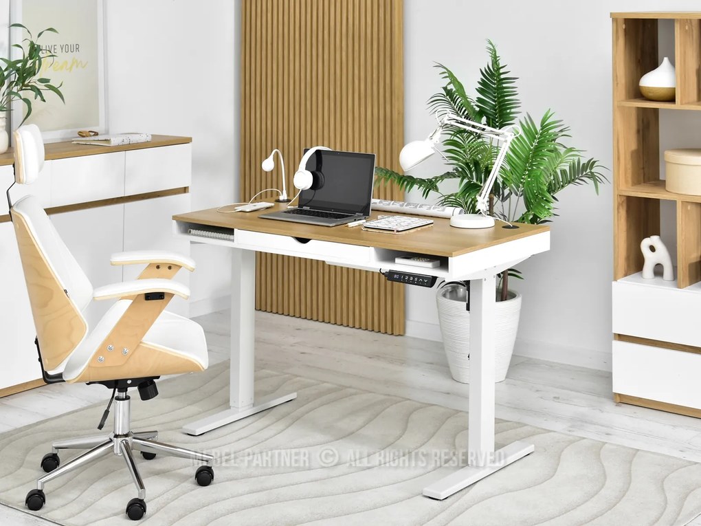 PC stolík Osto 120 (dub biely + čierna). Akcia -20%. Vlastná spoľahlivá doprava až k Vám domov. 1109814