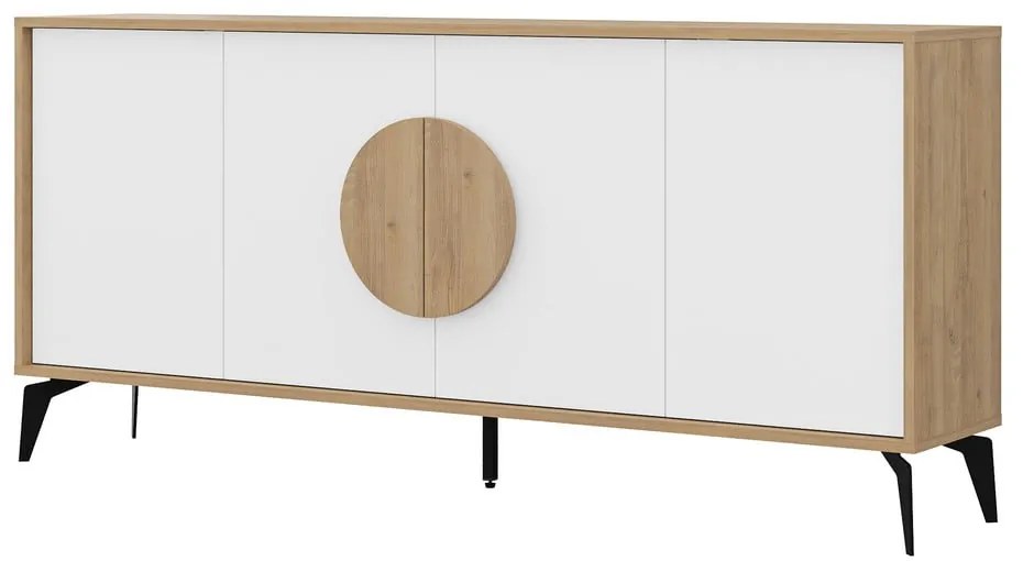 Nízka komoda v dekore duba v bielo-prírodnej farbe 180x82 cm Vae – Marckeric