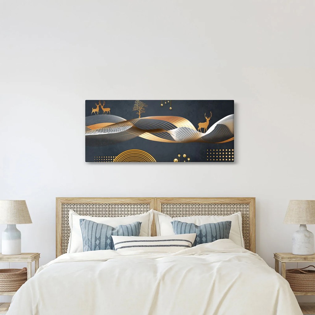 Obraz - Grafika s jeleňom (120x50 cm)