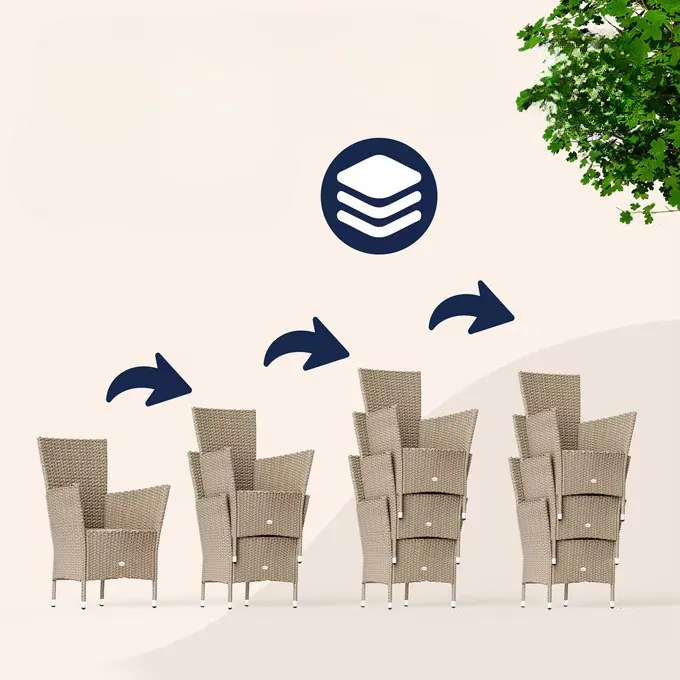 InternetovaZahrada Záhradná ratanová zostava Berlin 1+6 - béžová/krémová