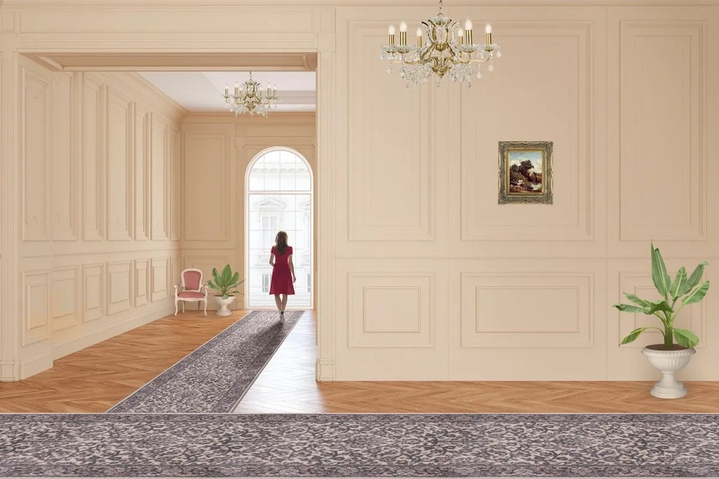 Agnella, Orientálny behúň na mieru Isfahan Forenza alabaster, šíre 80 cm, ružová, chodba / predsieň