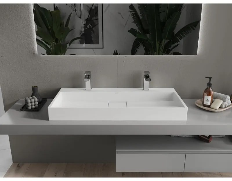 Mexen Ava, umývadlo na dosku z konglomerátu 2/O 100 x 46 cm, biela, 23011002