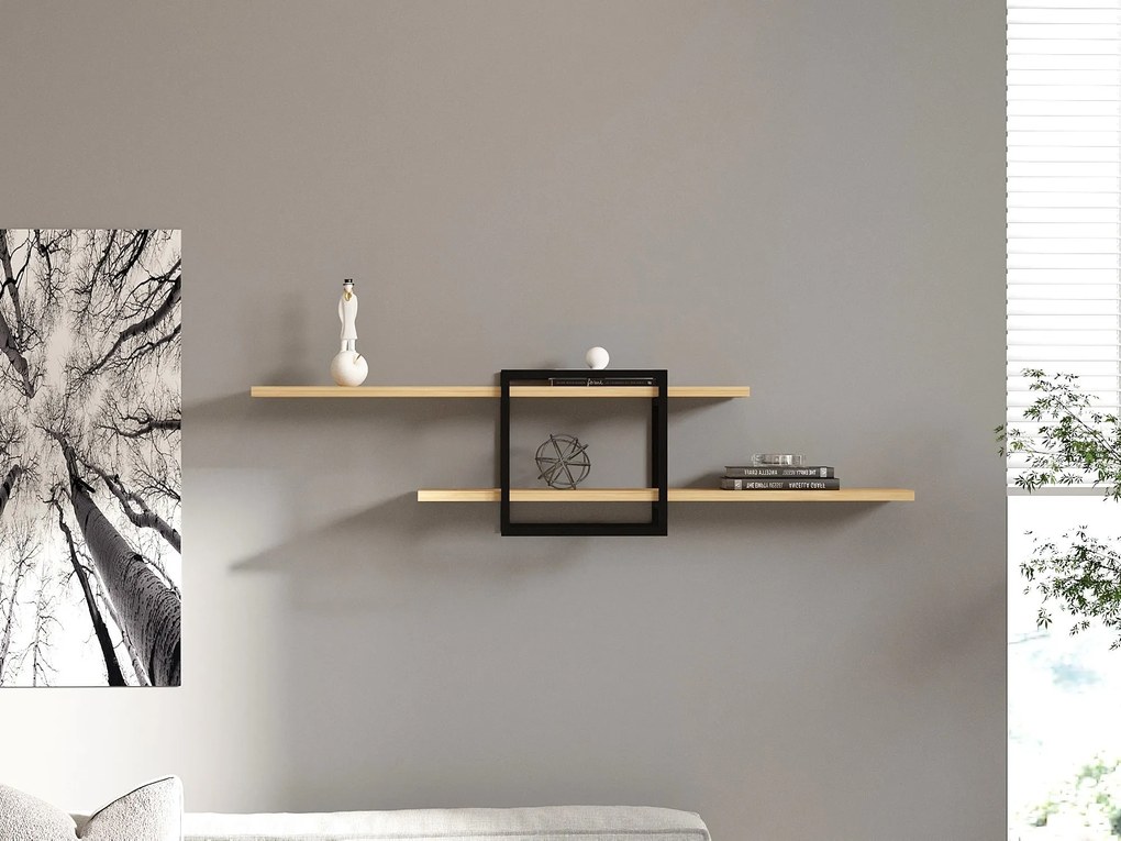 Nástenná polica MONE dub safírový/čierny