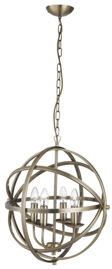 Searchlight 2474-4AB - Luster na reťazi ORBIT 4xE14/60W/230V mosadz